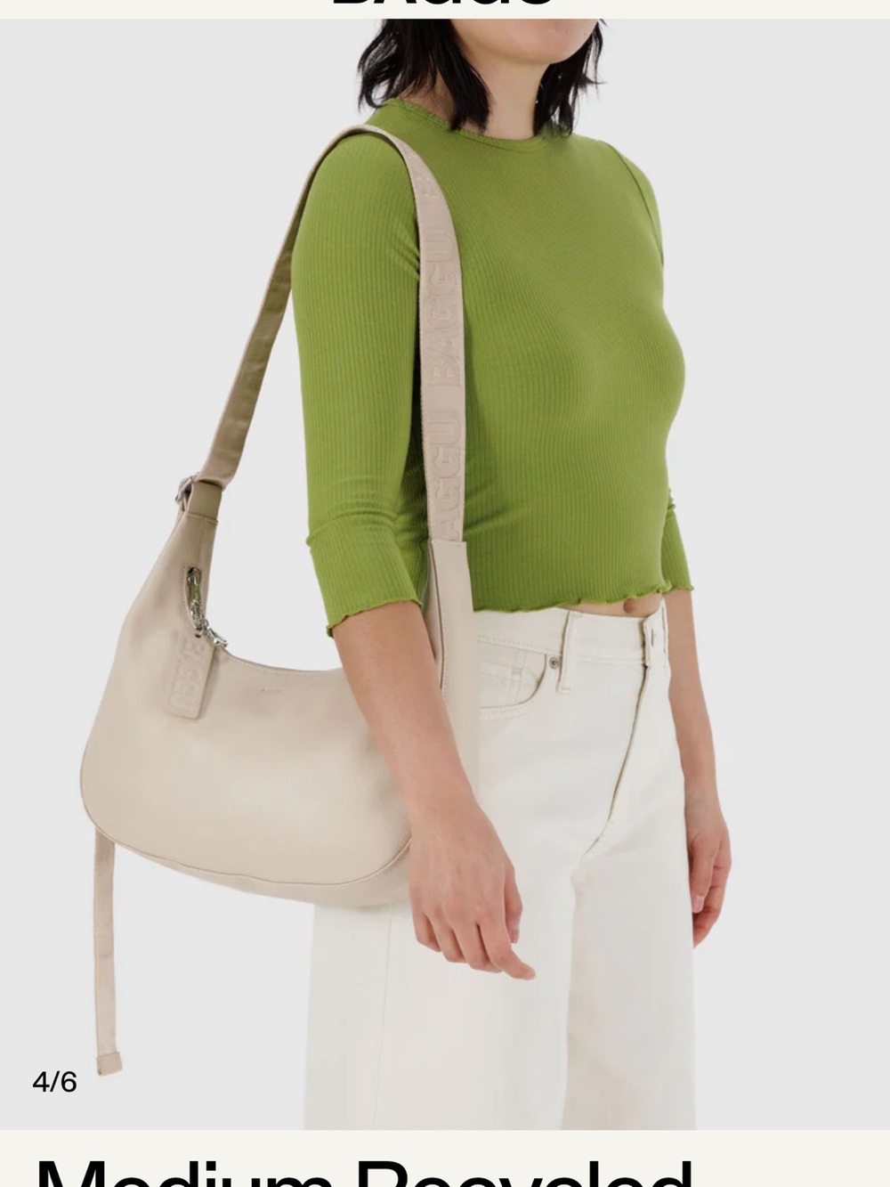 BAGGU - Small Recycled Leather Crescent Bag - Picture 8 of 9